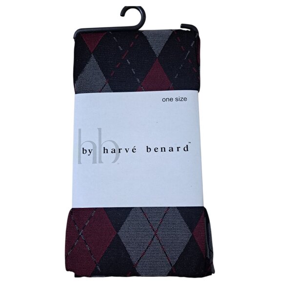 Harve Benard Women's 2 Pk Argyle Grey Black Wine Multi Color Tights OS - Picture 4 of 7